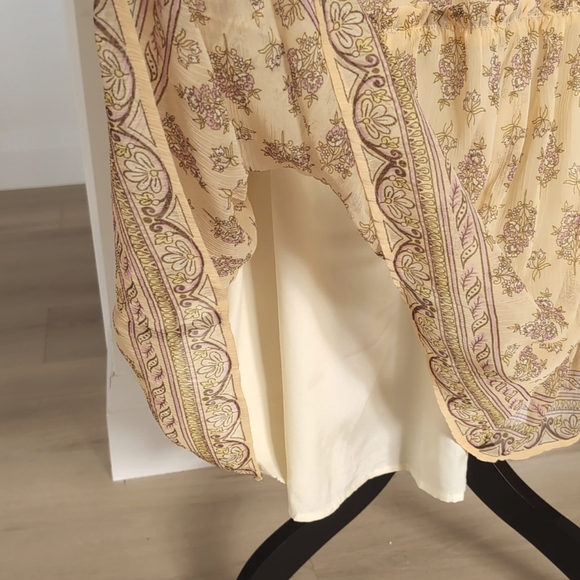 PATRONS OF PEACE | Women's Pale Yellow Floral Flowy Tiered Maxi Skirt - Picture 4 of 6